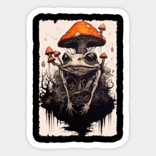 Frog and mushrooms Sticker